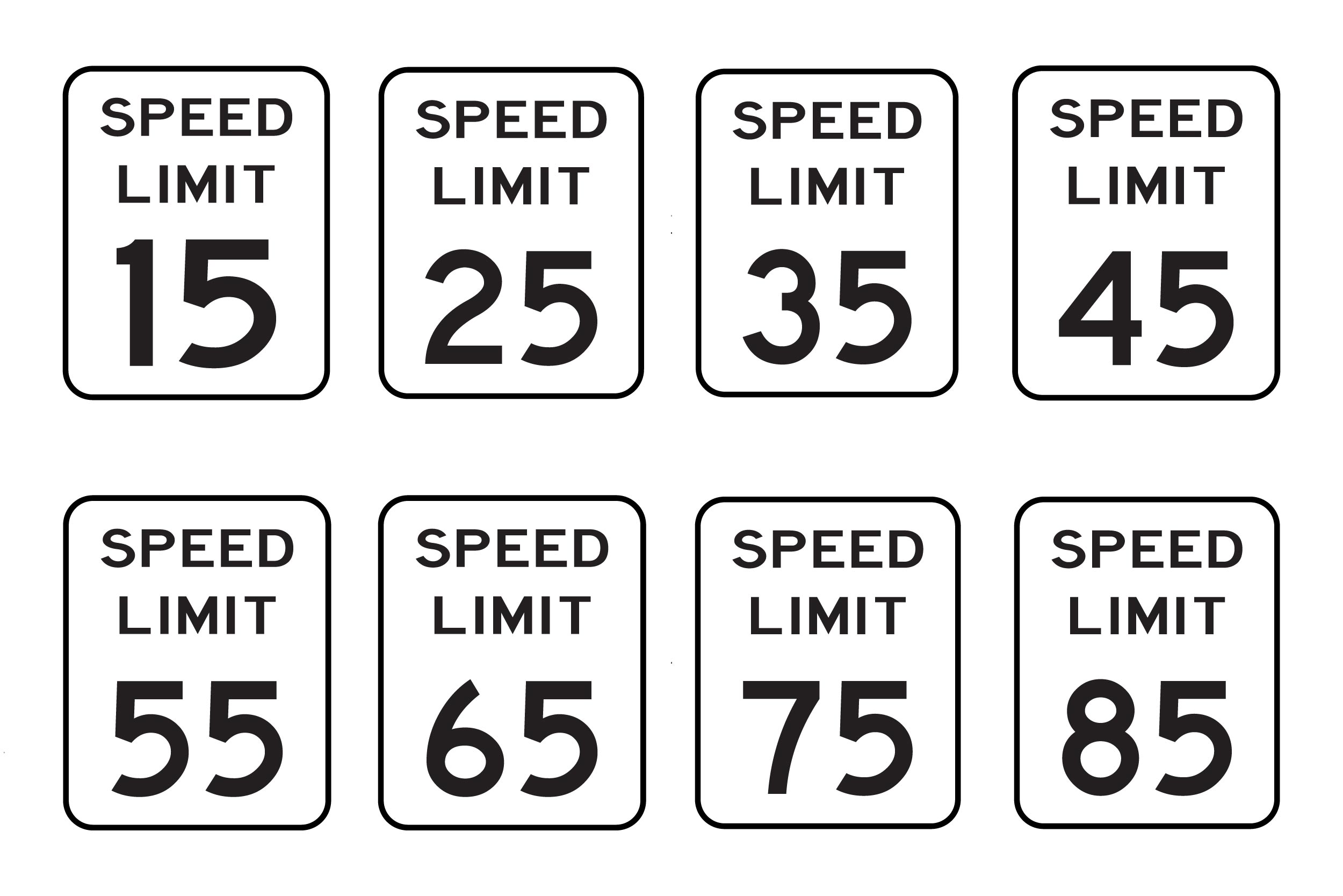 USA Speed Limit Sign Set